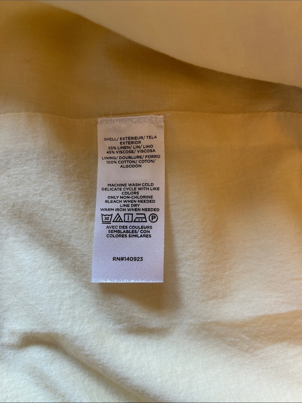 LOFT Pale Yellow Sleeveless Button-Front Linen Tunic - Picture 4 of 6